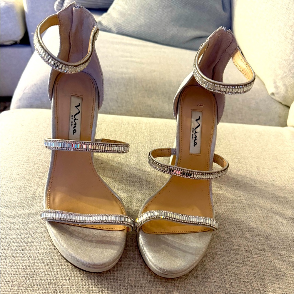 Silver Strappy Heel Sandals